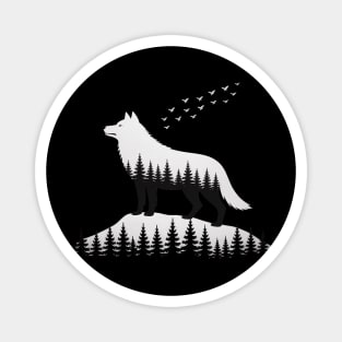 SIBERIAN CAT Forest Silhouette Magnet